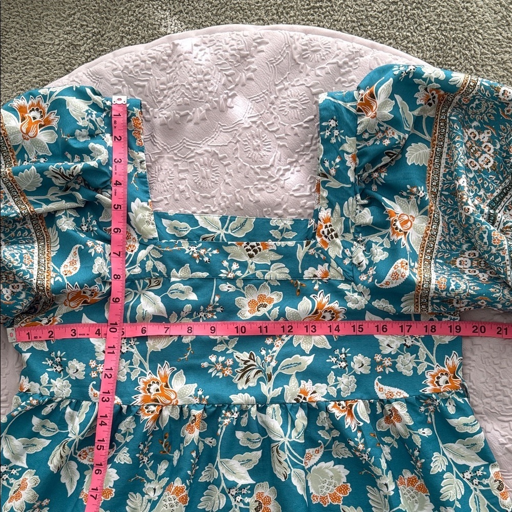 Band of the Free summer mini dress Floral Puff Sleeve Dress Sz Medium Multicolor - Picture 2 of 8